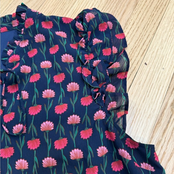 J Crew Floral Ruffle Sleeve Blouse - Picture 3 of 4